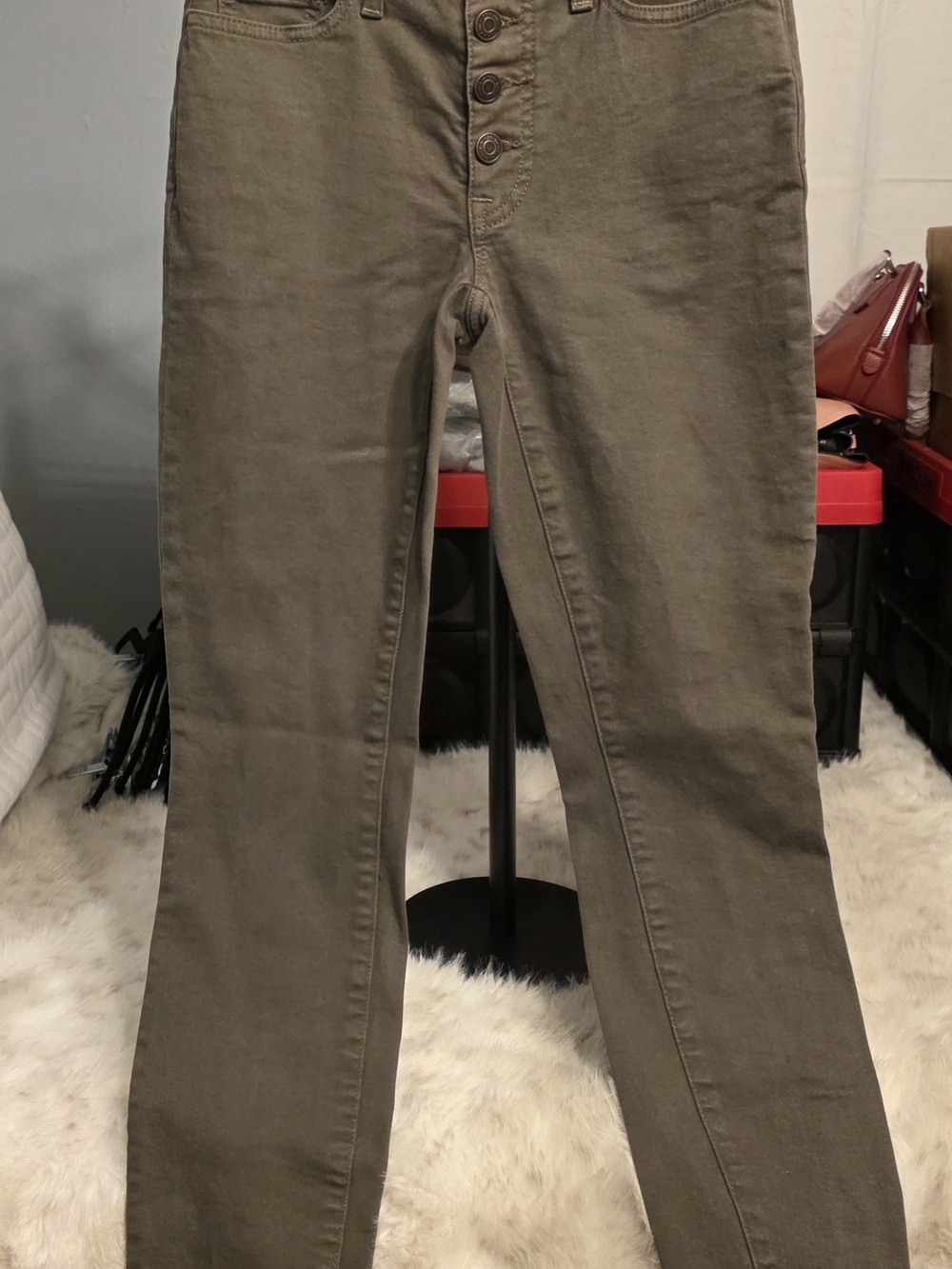 Tommy Hilfiger Olive High-Rise Skinny Jeans with Button Fly